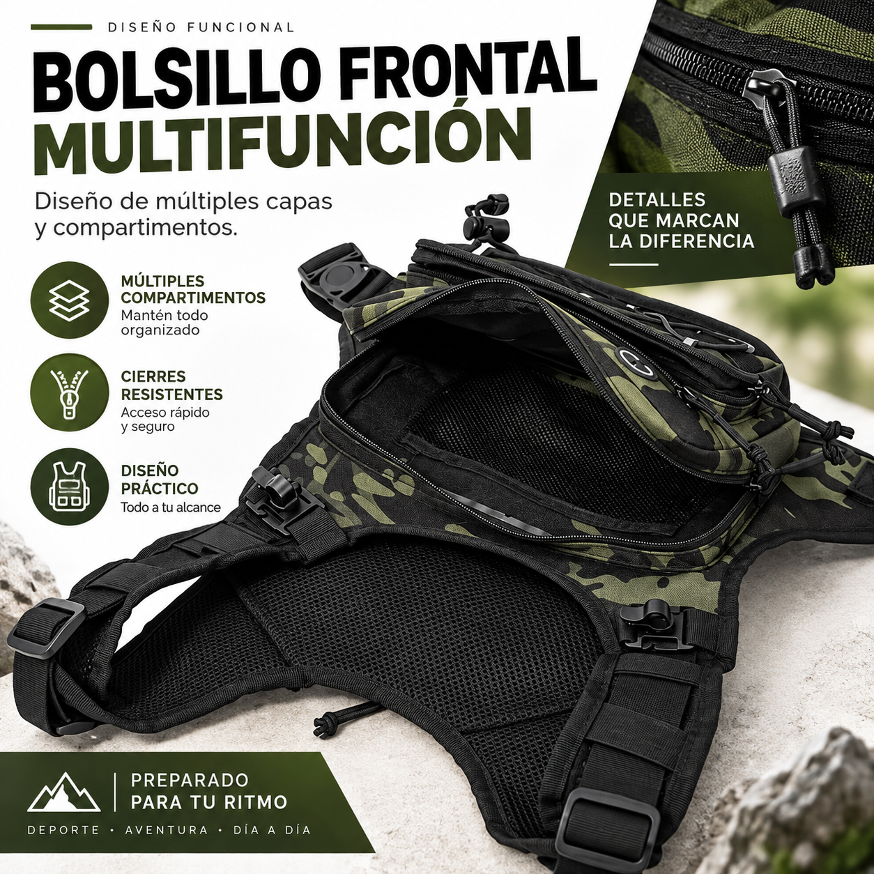 Chaleco Deportivo Táctico con Porta Bidón – Running, Senderismo y Ciclismo