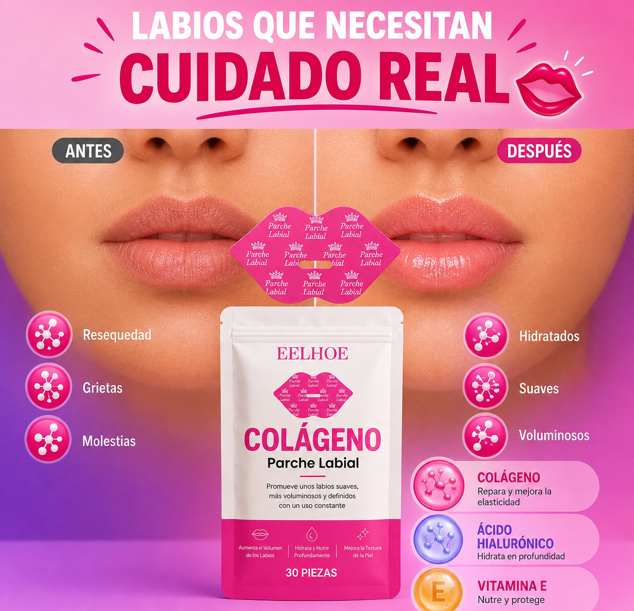 Parches Labiales de Colágeno (Aliexpress)