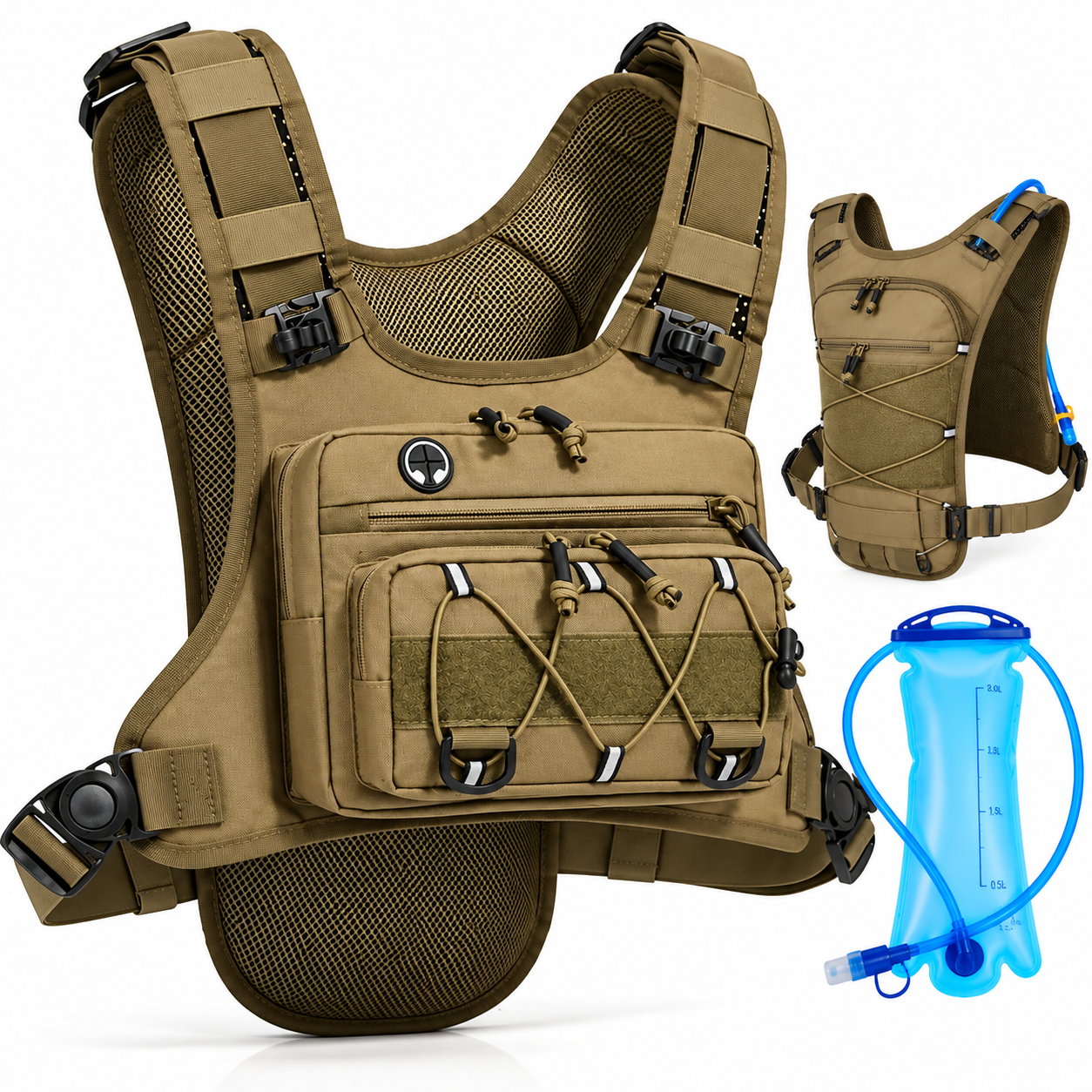 Chaleco Deportivo Táctico con Porta Bidón – Running, Senderismo y Ciclismo